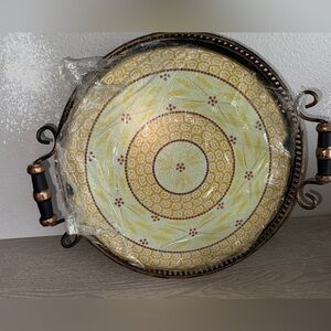 Temp-Tations by Tara Serving Tray Metal Frame tempered Glass Insert